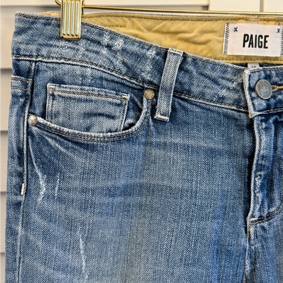 PAIGE Women's Kylie Crop Lightly Distressed Blue Ankle Jeans Size 28 - Picture 4 of 9